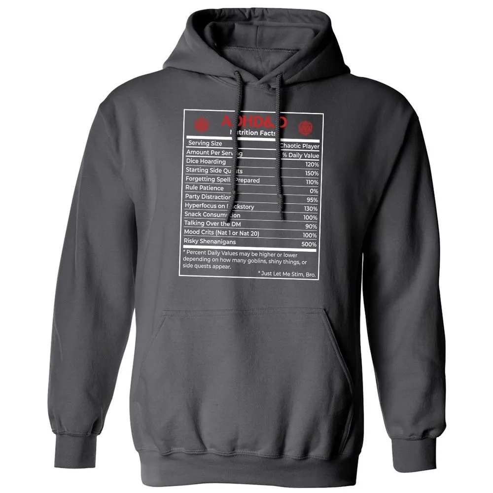 ADHD&D Nutrition Facts Classic Unisex Hoodie - Charcoal - 7