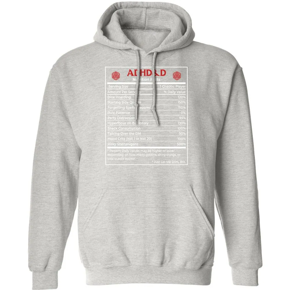 ADHD&D Nutrition Facts Classic Unisex Hoodie - Ash - 8