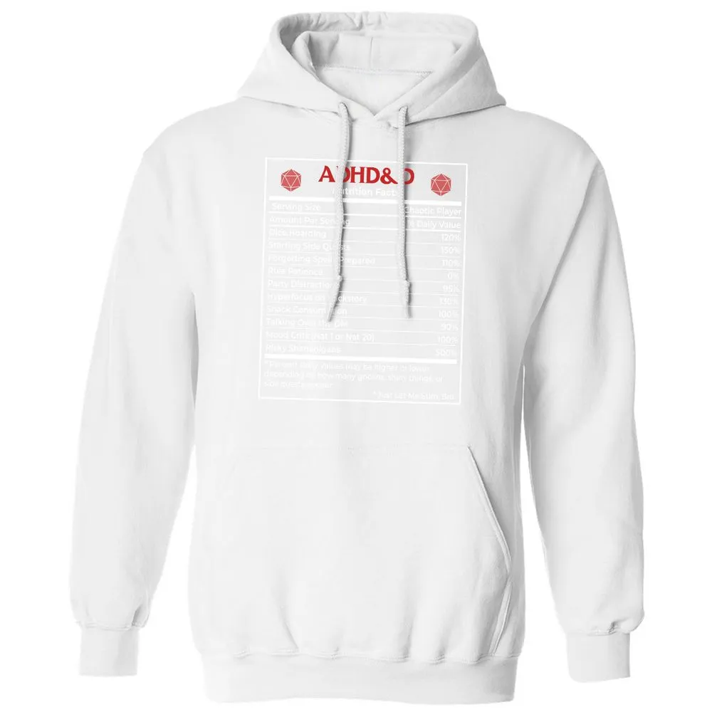 ADHD&D Nutrition Facts Classic Unisex Hoodie - White - 11