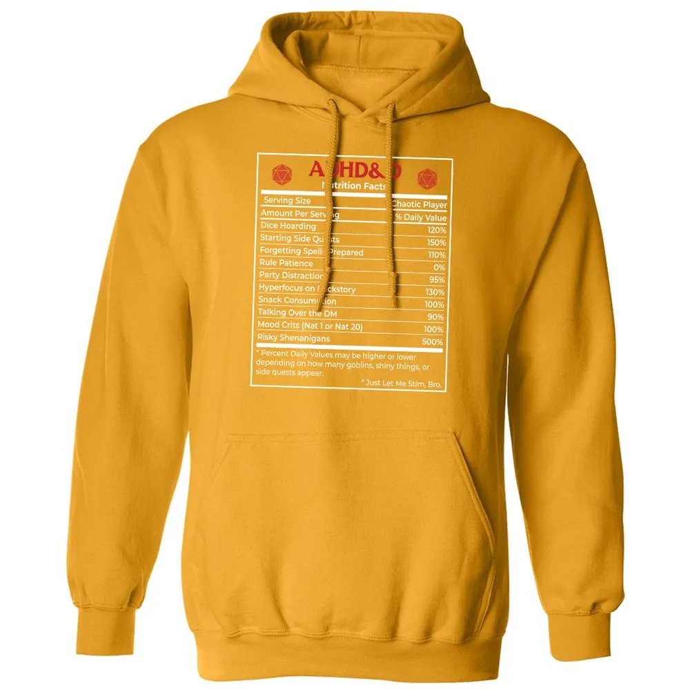 ADHD&D Nutrition Facts Classic Unisex Hoodie - Gold - 12