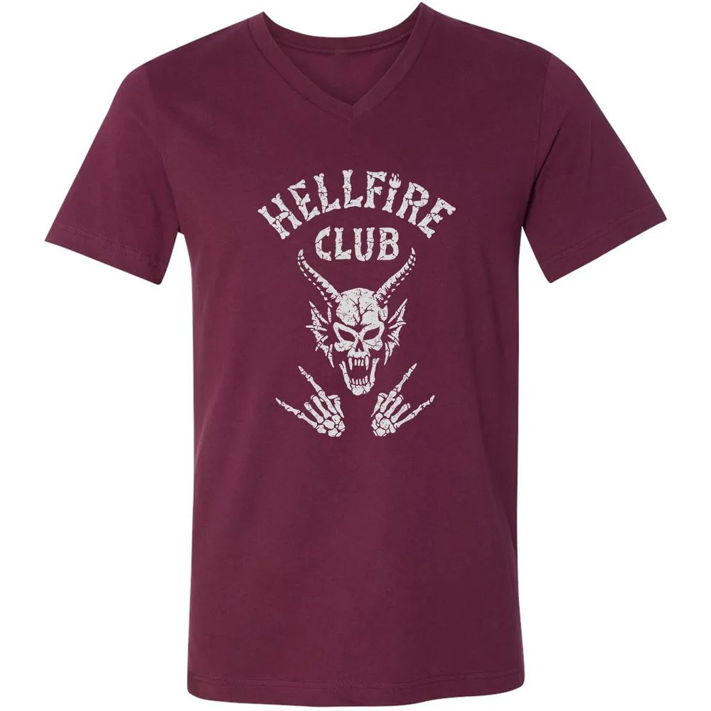 Hellfire Club Unisex V-Neck T-Shirt - Maroon - 6
