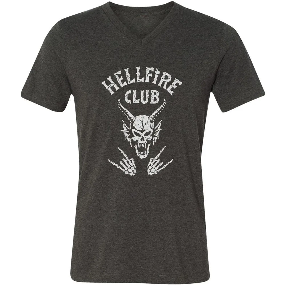 Hellfire Club Unisex V-Neck T-Shirt - Dark Grey Heather - 8