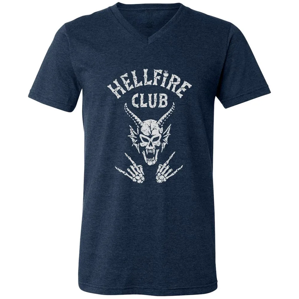 Hellfire Club Unisex V-Neck T-Shirt - Heather Navy - 15