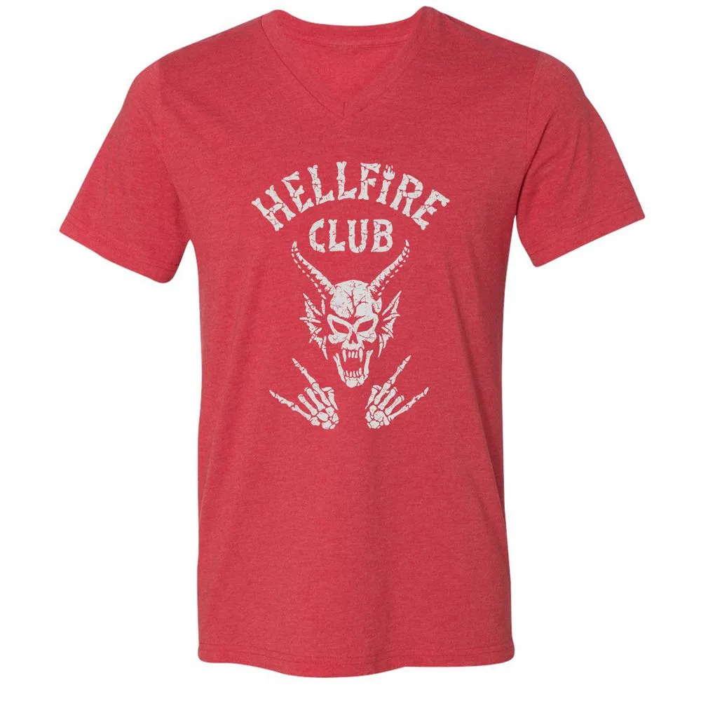 Hellfire Club Unisex V-Neck T-Shirt - Heather Red - 16
