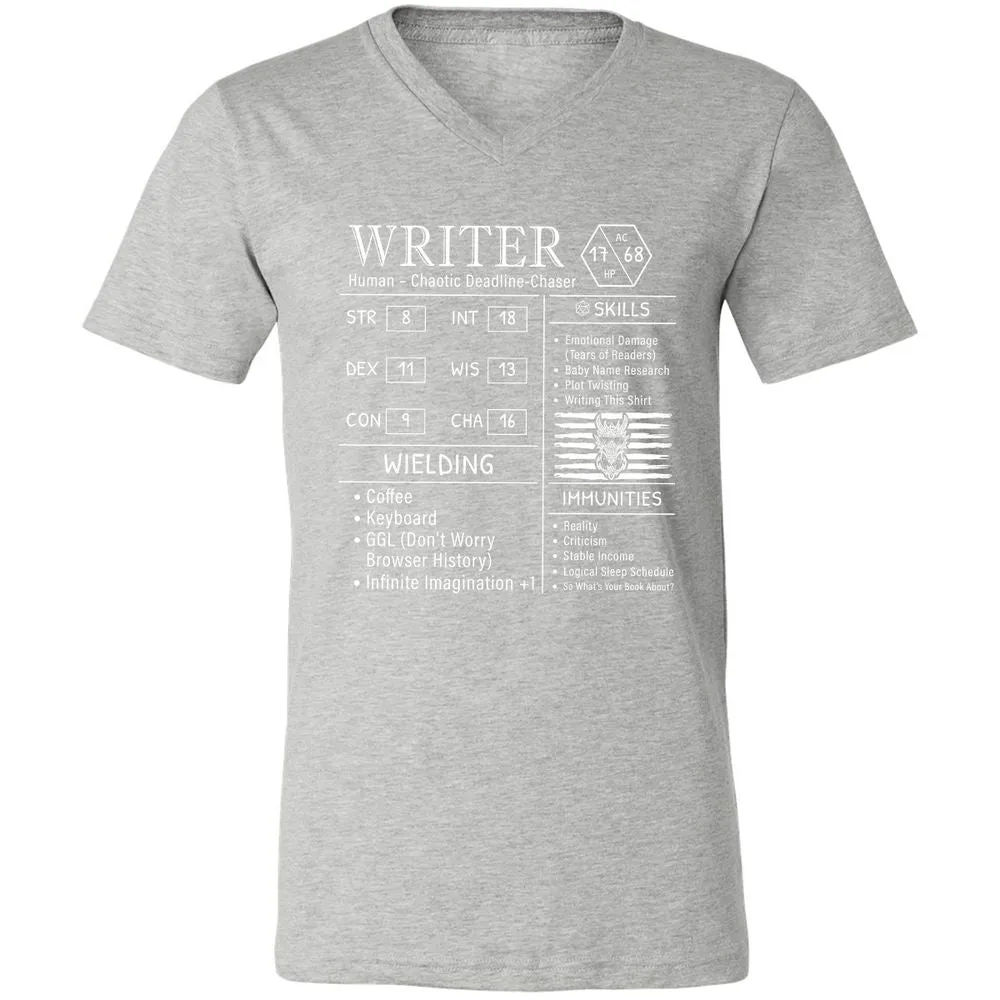 Writer Stats New Unisex V-Neck T-Shirt - Athletic Heather - 7