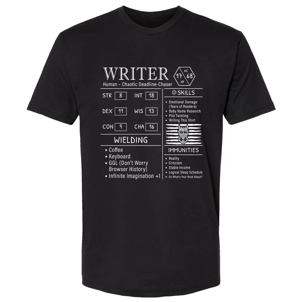 Writer Stats New Premium Unisex T-Shirt - Black - 1