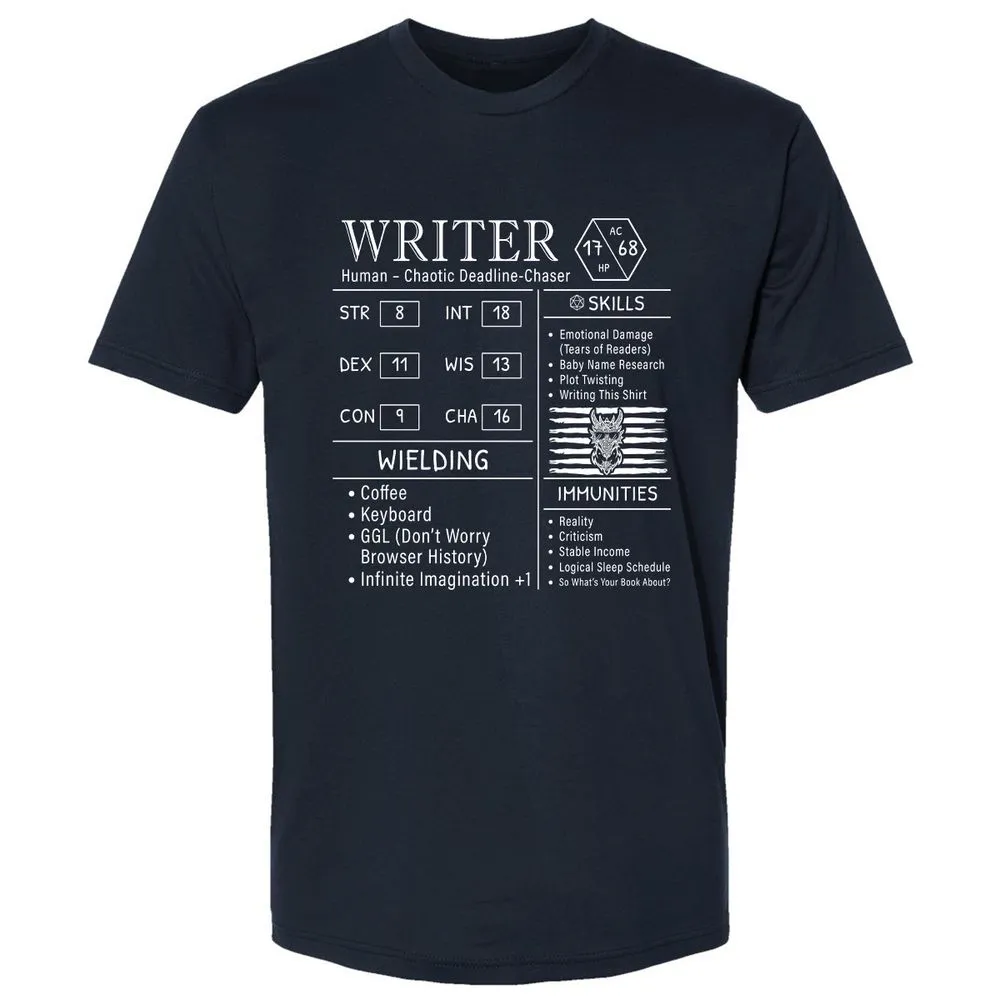 Writer Stats New Premium Unisex T-Shirt - Midnight Navy - 2