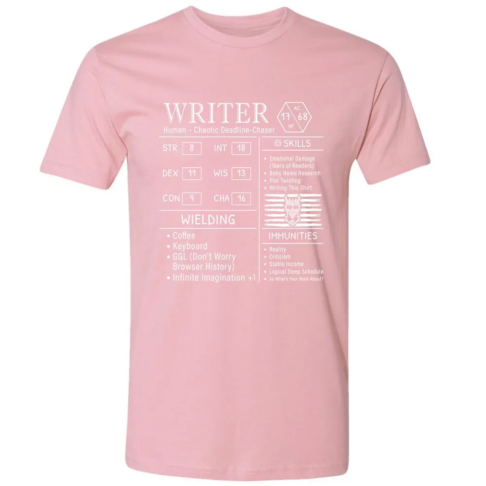 Writer Stats New Premium Unisex T-Shirt - Light Pink - 3