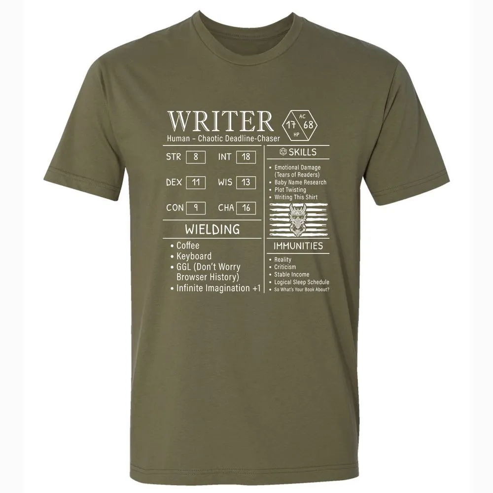 Writer Stats New Premium Unisex T-Shirt - Military Green - 5
