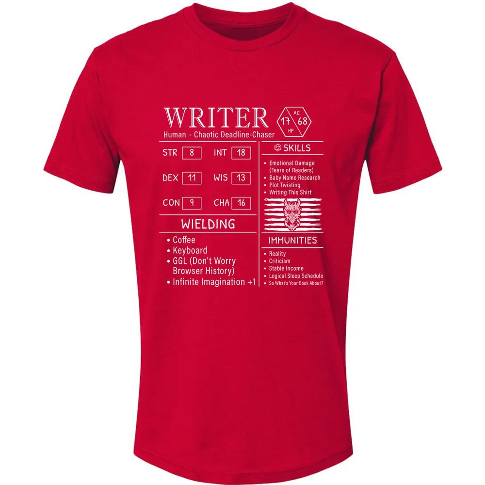 Writer Stats New Premium Unisex T-Shirt - Red - 6