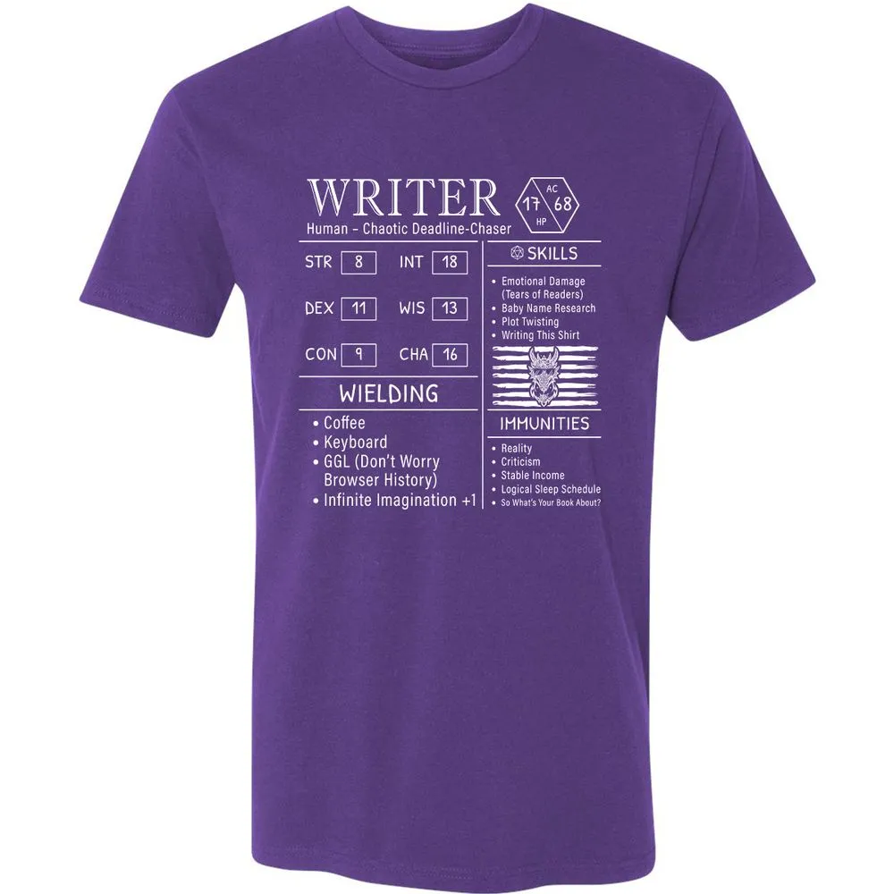 Writer Stats New Premium Unisex T-Shirt - Purple Rush - 7