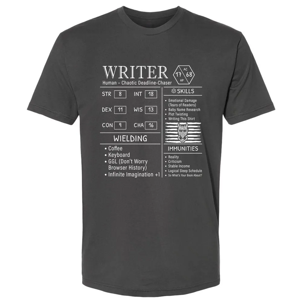 Writer Stats New Premium Unisex T-Shirt - Heavy Metal - 8