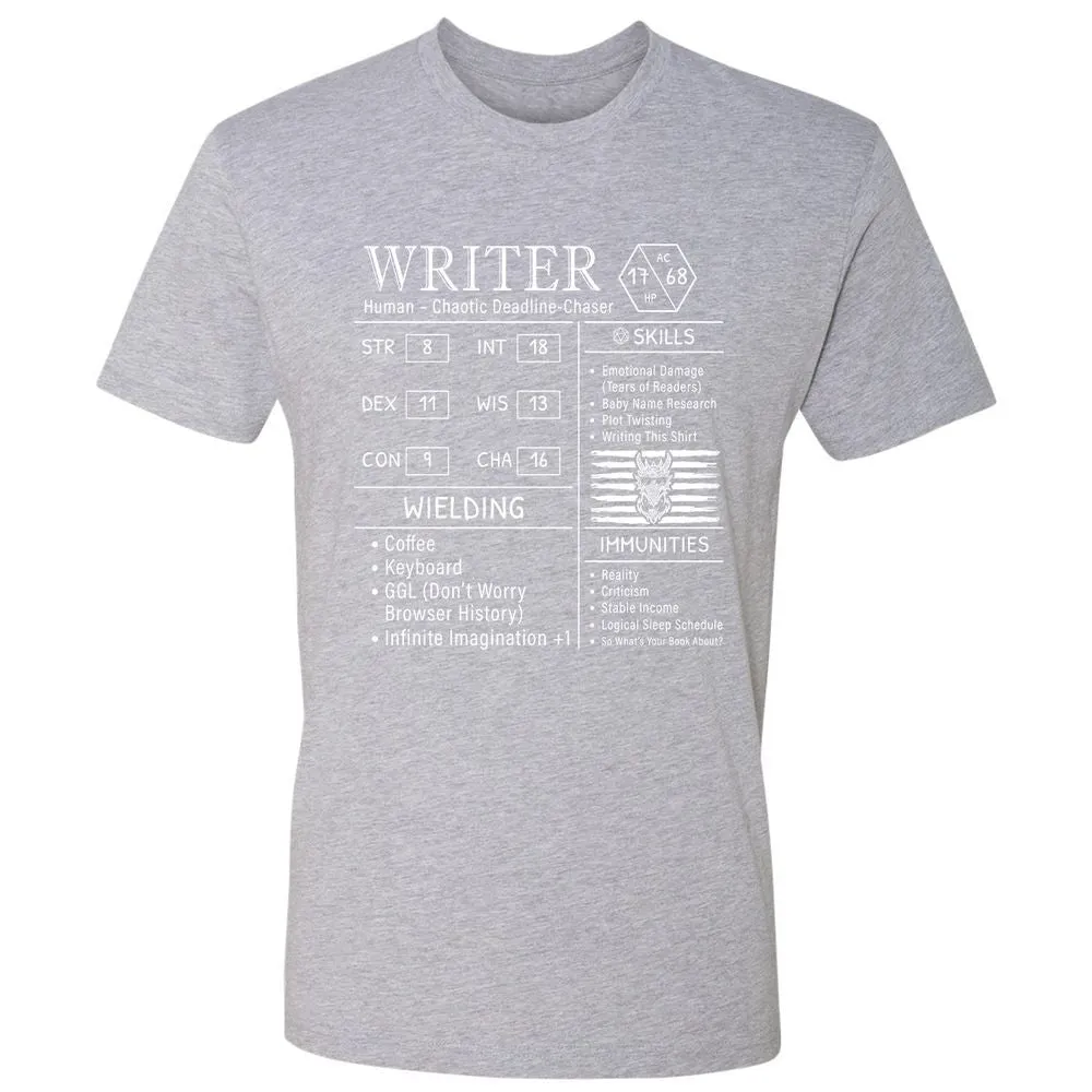 Writer Stats New Premium Unisex T-Shirt - Heather Grey - 9