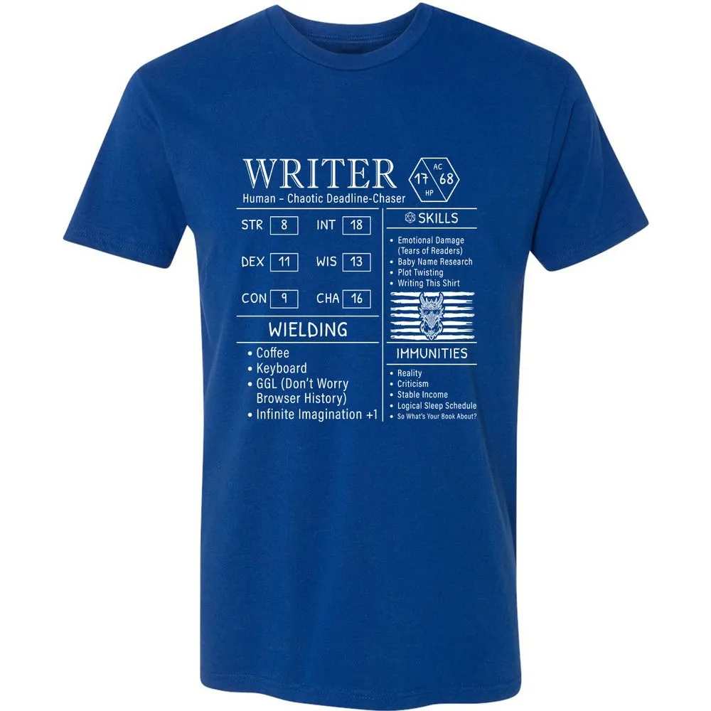 Writer Stats New Premium Unisex T-Shirt - Royal - 10