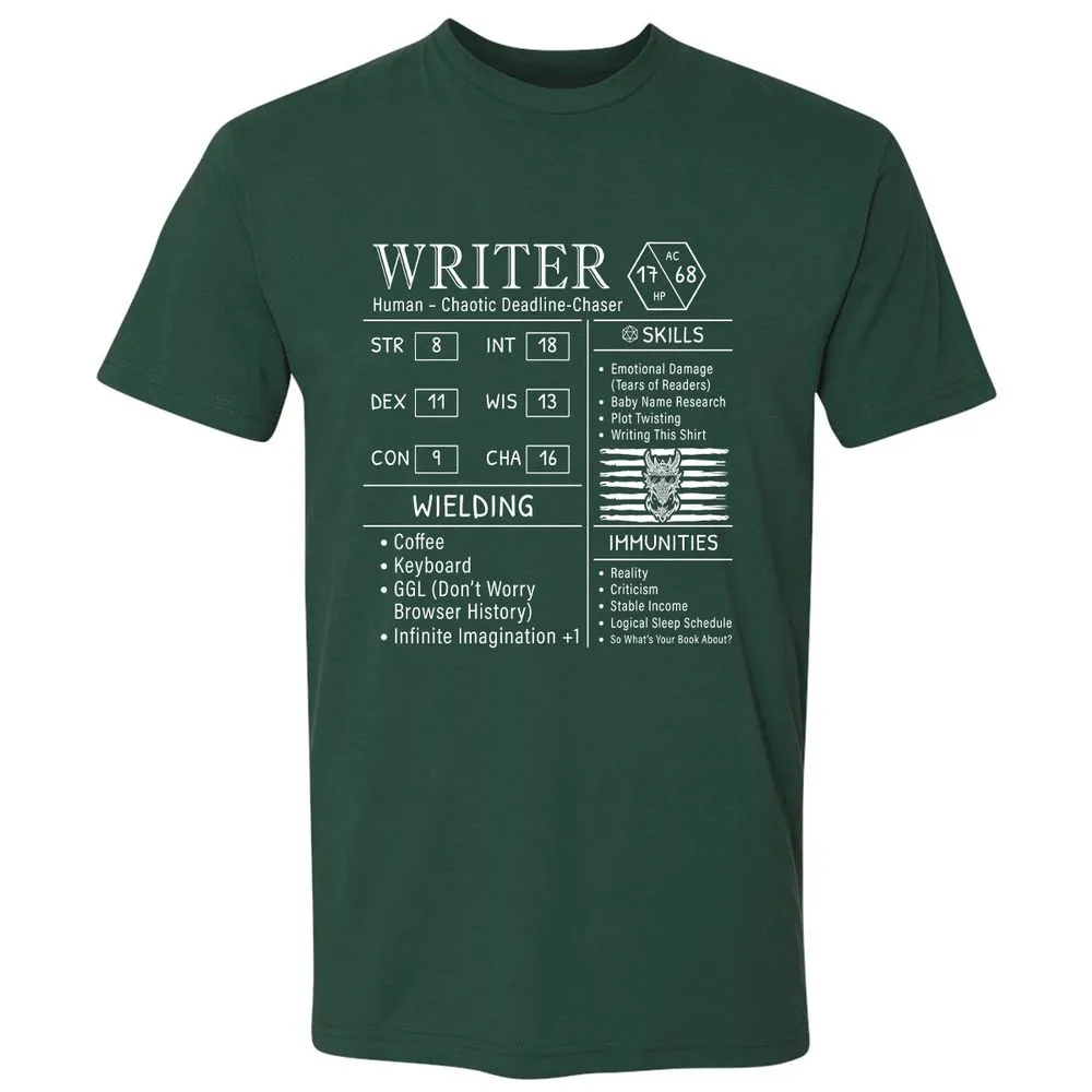 Writer Stats New Premium Unisex T-Shirt - Forest Green - 13