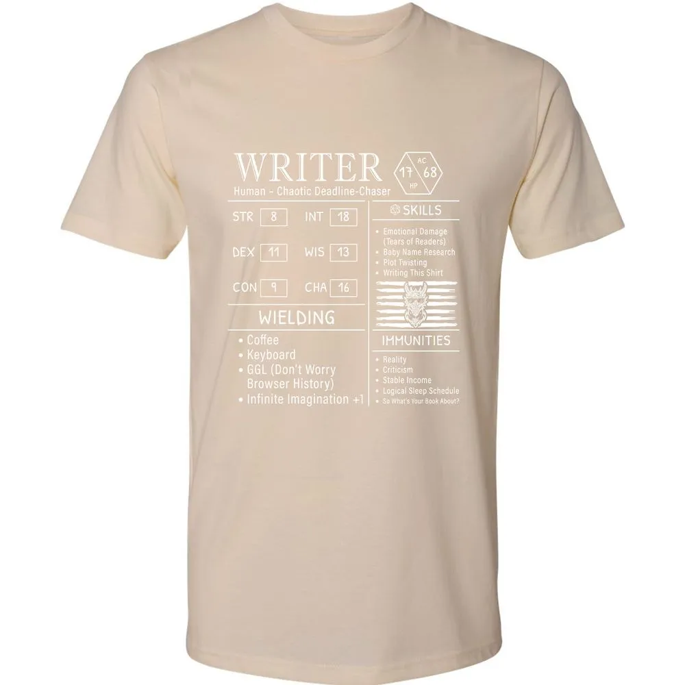 Writer Stats New Premium Unisex T-Shirt - Cream - 14