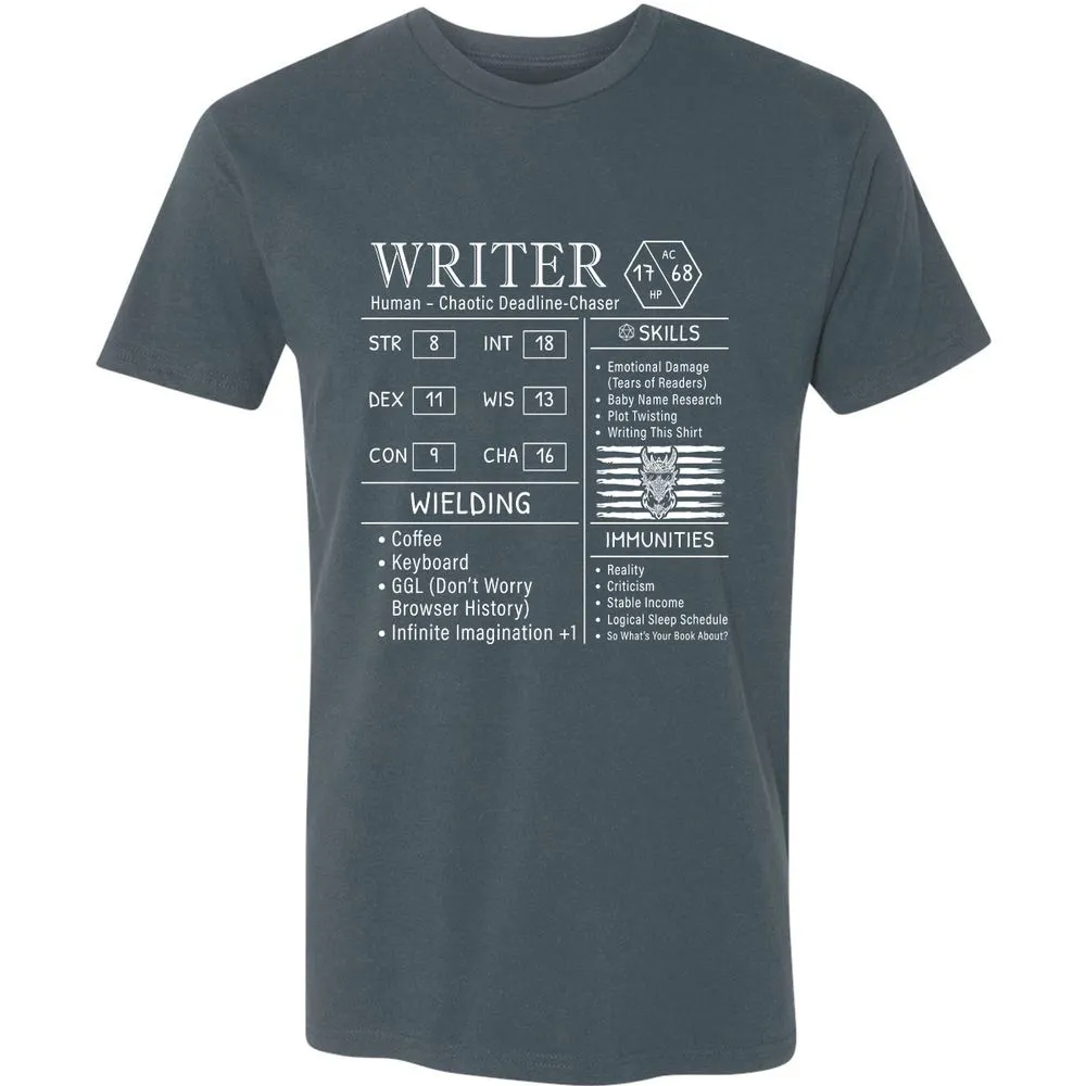 Writer Stats New Premium Unisex T-Shirt - Indigo - 15