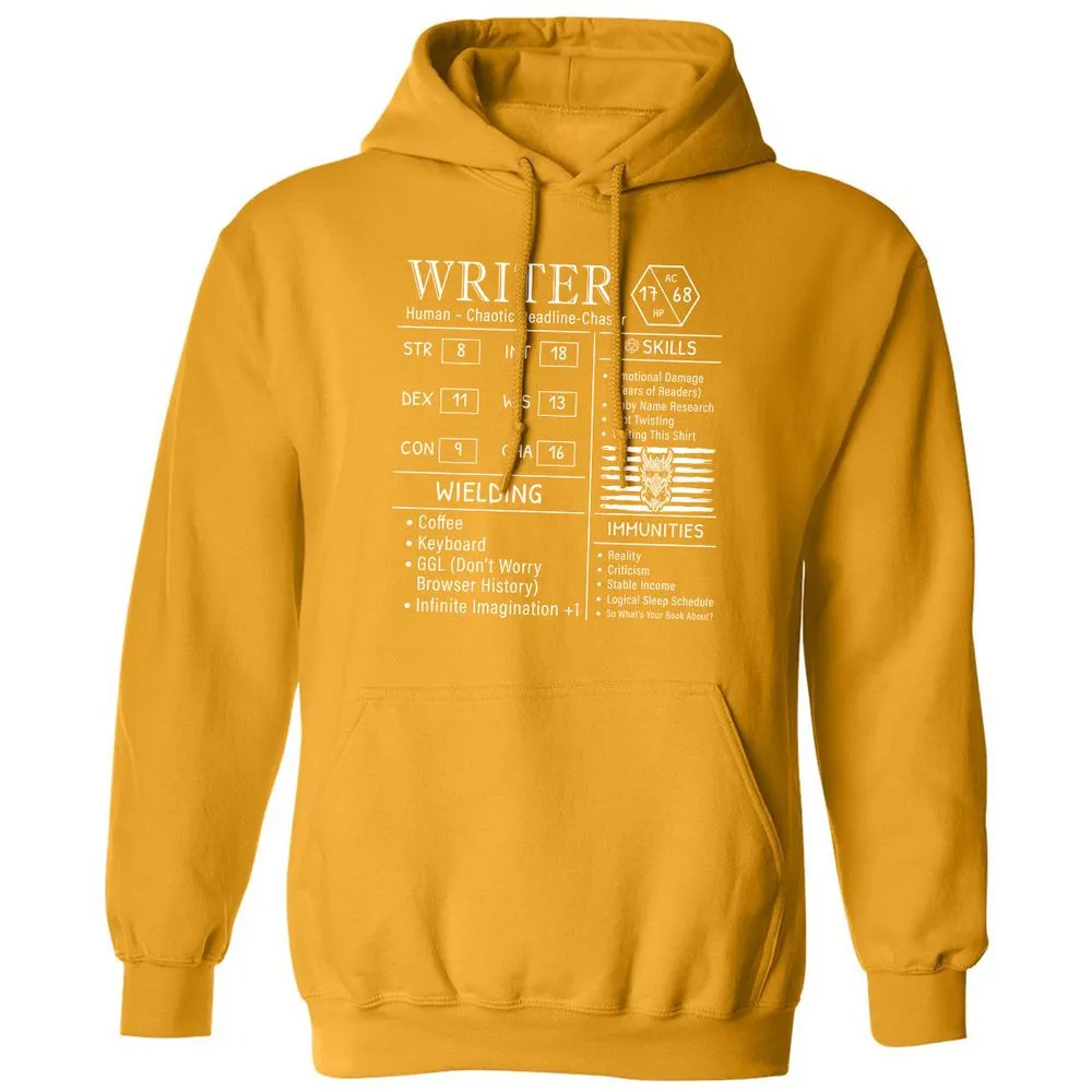 Writer Stats New Classic Unisex Hoodie - Gold - 12