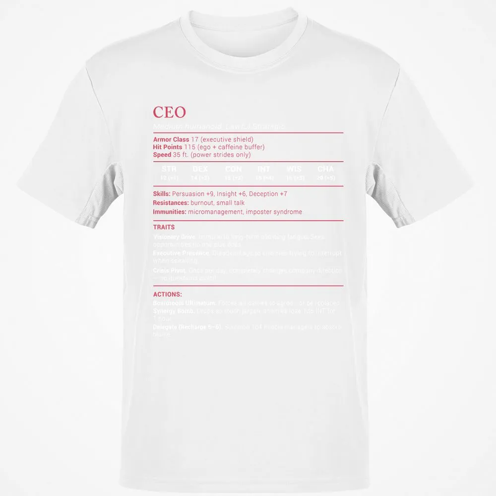 CEO Stats Classic Unisex T-Shirt - White - 12