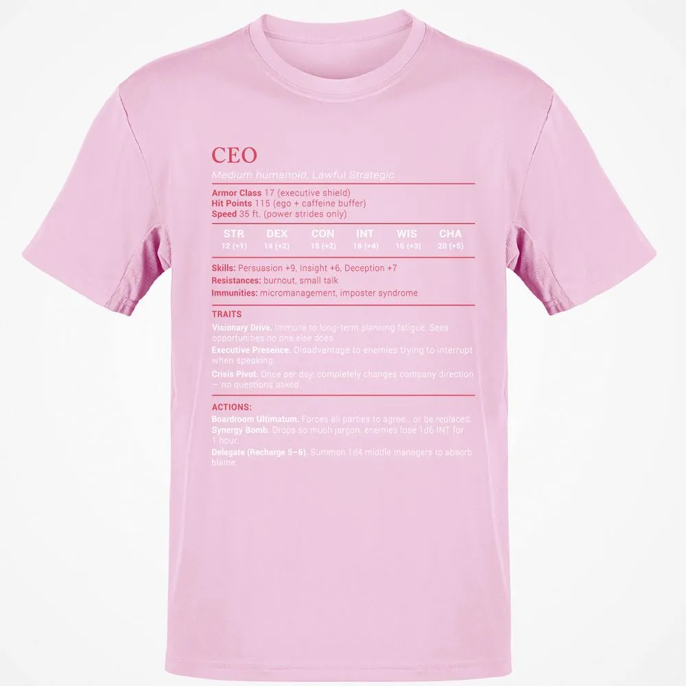 CEO Stats Classic Unisex T-Shirt - Light Pink - 5