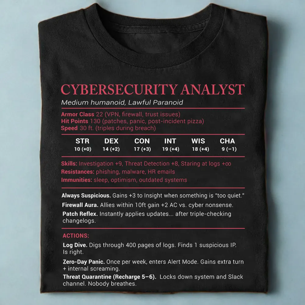 Cybersecurity Analyst Stats Classic Unisex T-Shirt - 1