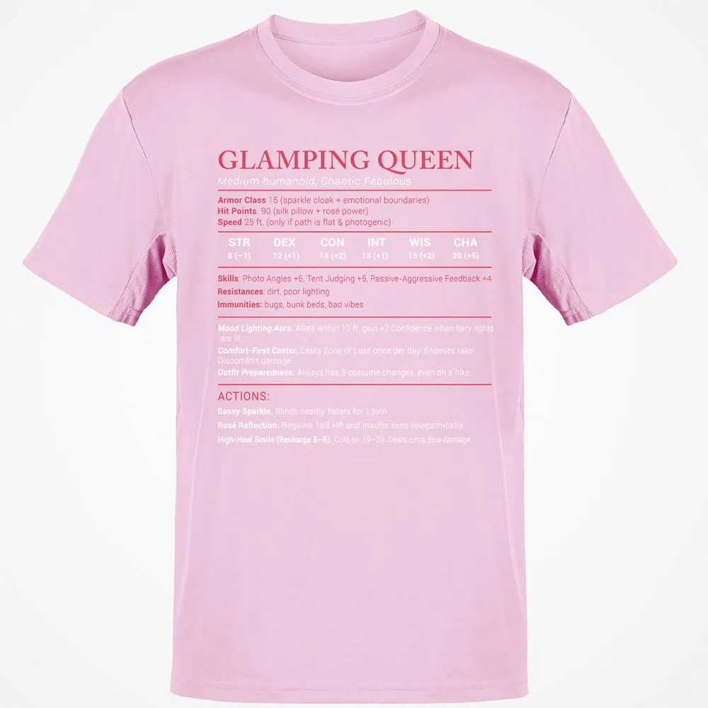 Glamping Queen Stats Classic Unisex T-Shirt - Light Pink - 5