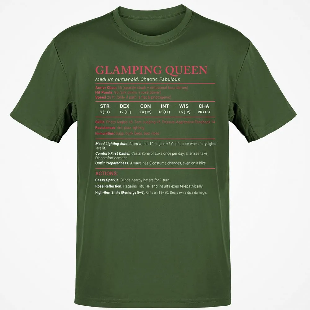 Glamping Queen Stats Classic Unisex T-Shirt - Military Green - 6