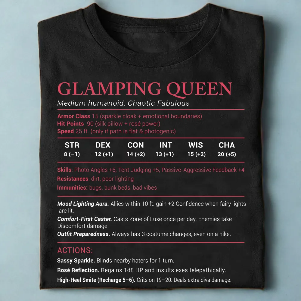 Glamping Queen Stats Classic Unisex T-Shirt - 1