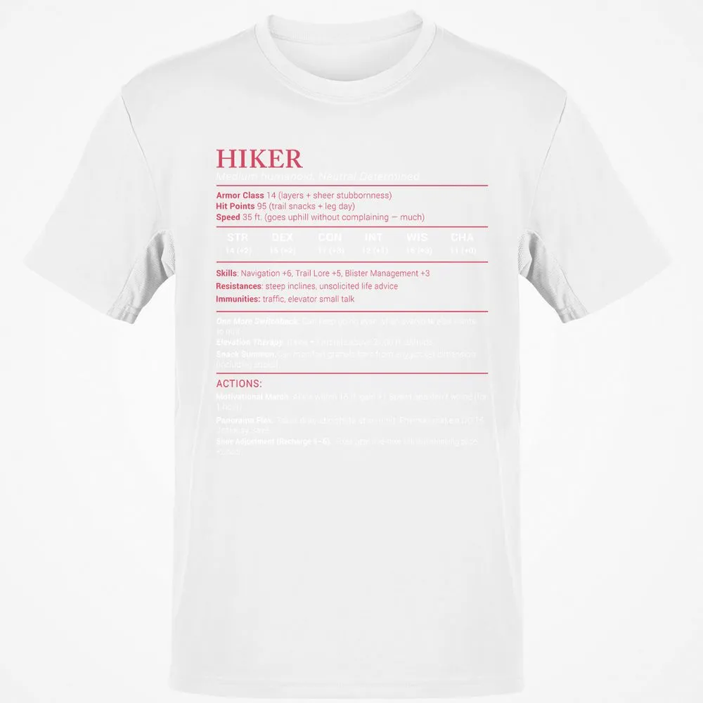 Hiker Stats Classic Unisex T-Shirt - White - 12