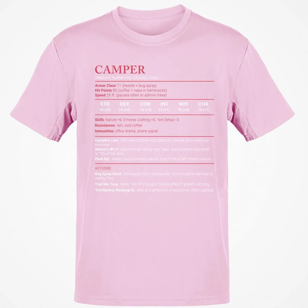 Camper Stats Classic Unisex T-Shirt - Light Pink - 5