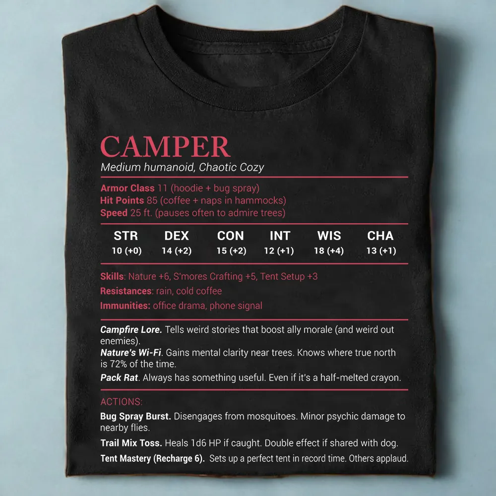 Camper Stats Classic Unisex T-Shirt - 1