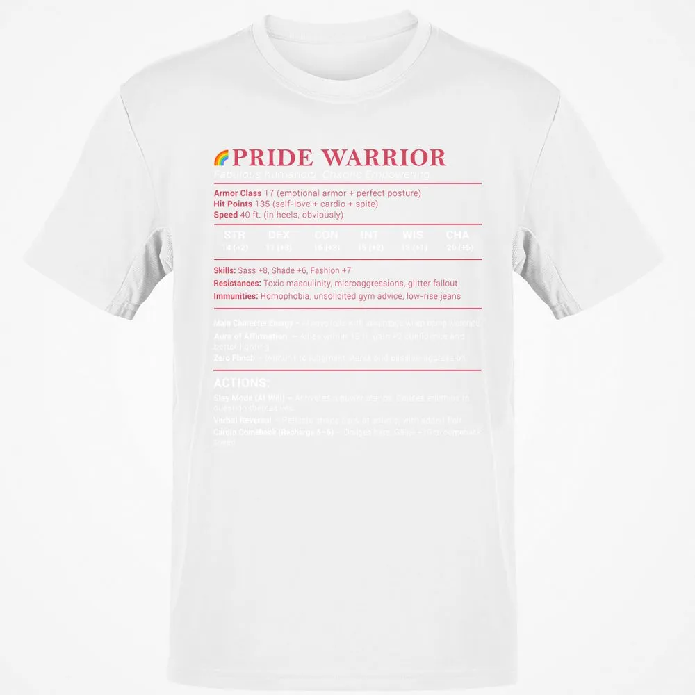 Pride Warrior Stats Classic Unisex T-Shirt - White - 12