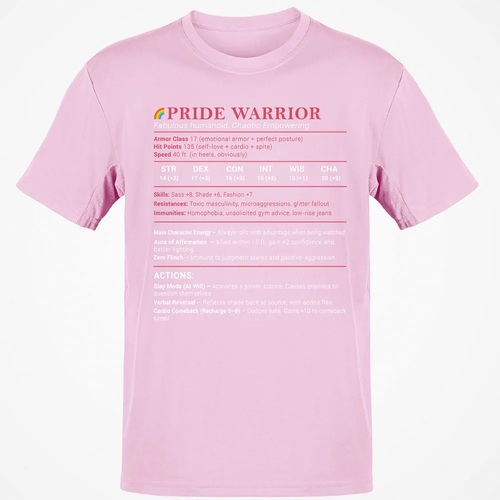 Pride Warrior Stats Classic Unisex T-Shirt - Light Pink - 5
