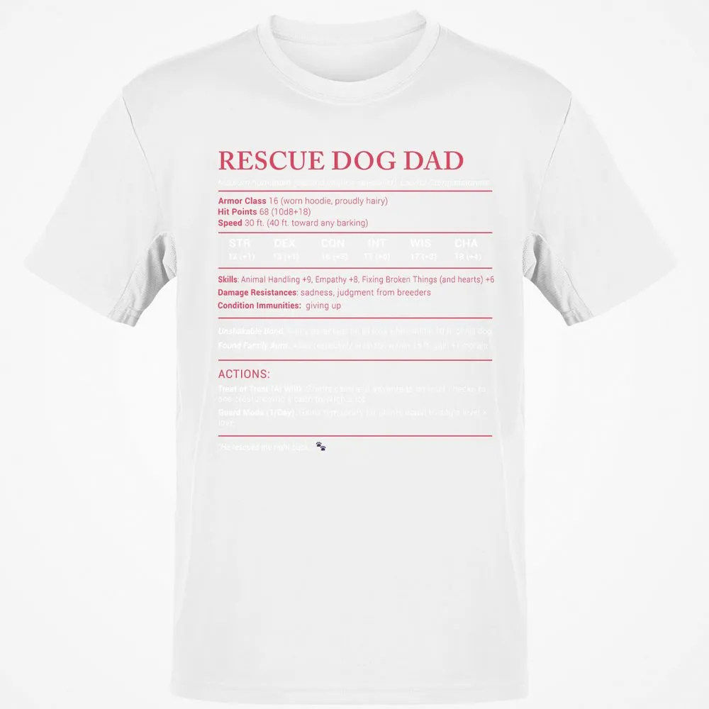 Rescue Dog Dad Stats Classic Unisex T-Shirt - White - 12