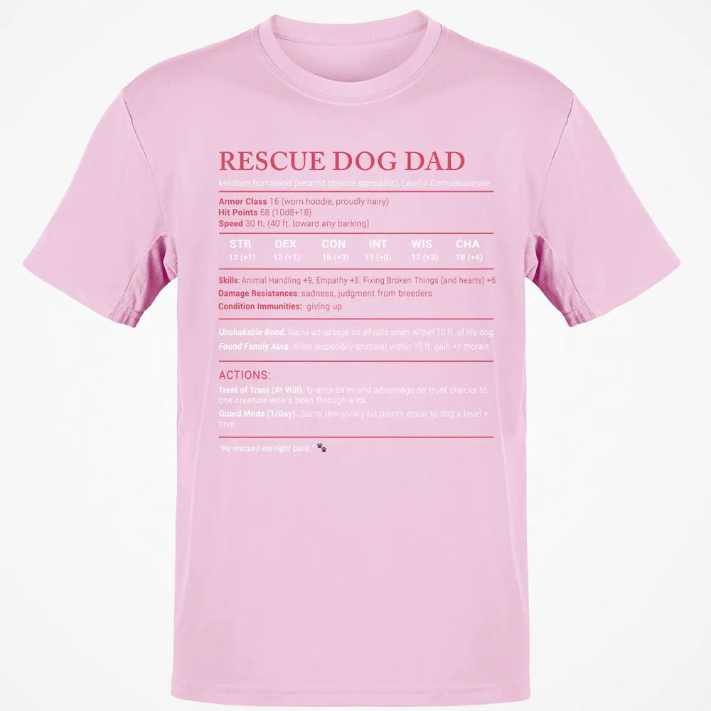 Rescue Dog Dad Stats Classic Unisex T-Shirt - Light Pink - 5