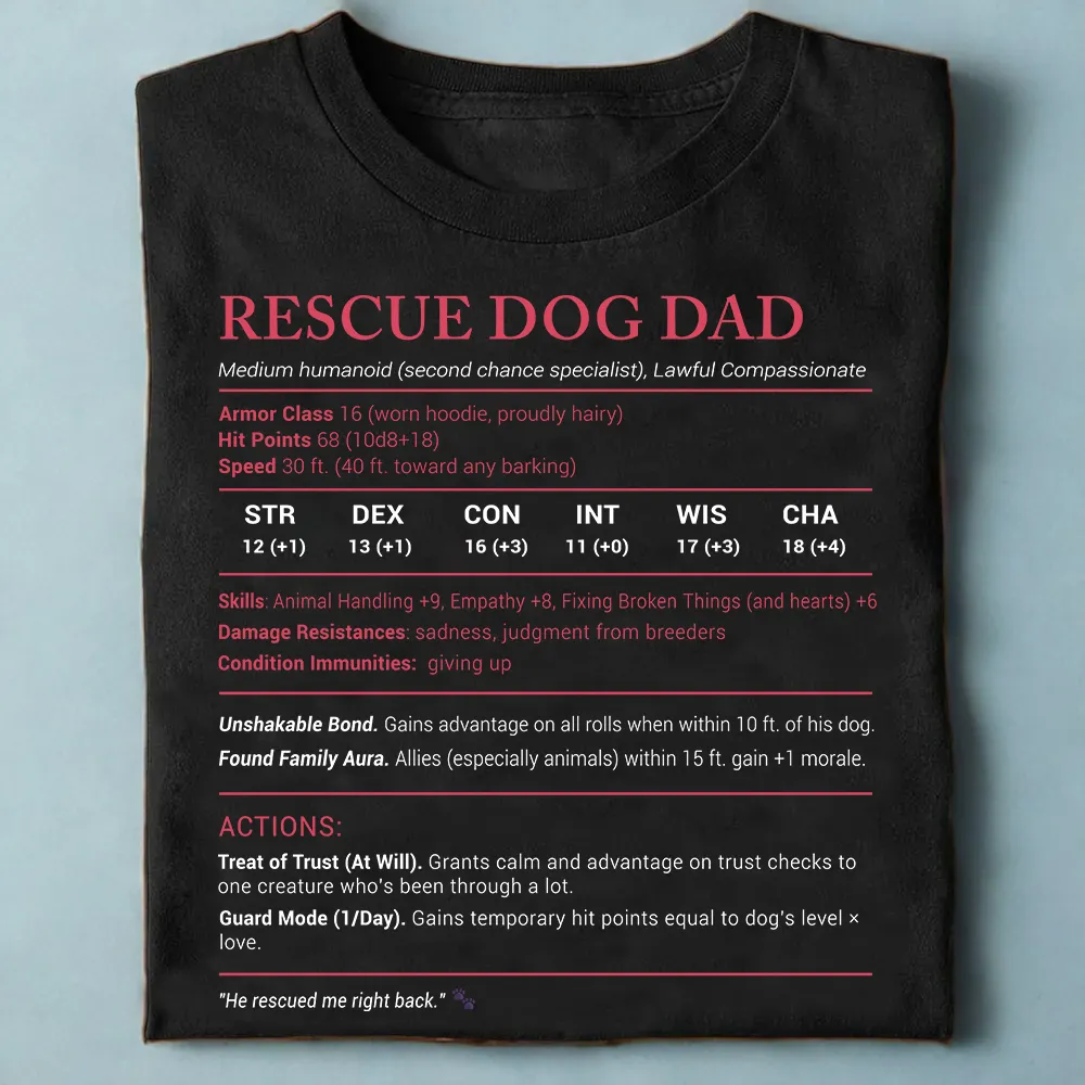 Rescue Dog Dad Stats Classic Unisex T-Shirt - 1