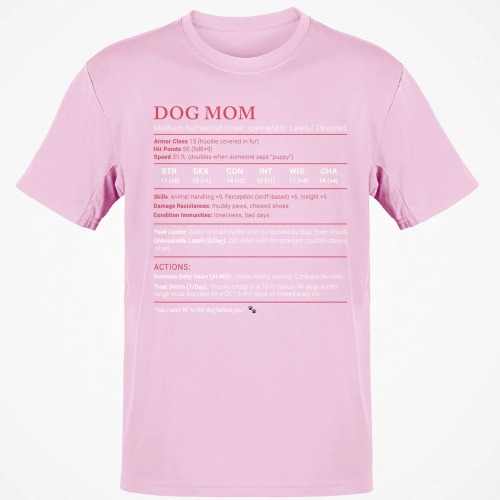 Dog Mom Stats Classic Unisex T-Shirt - Light Pink - 5