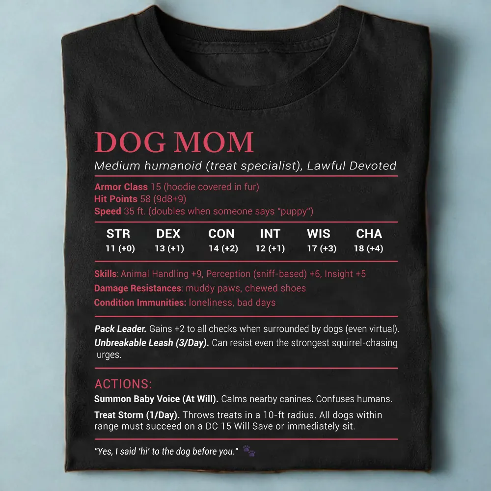 Dog Mom Stats Classic Unisex T-Shirt - 1