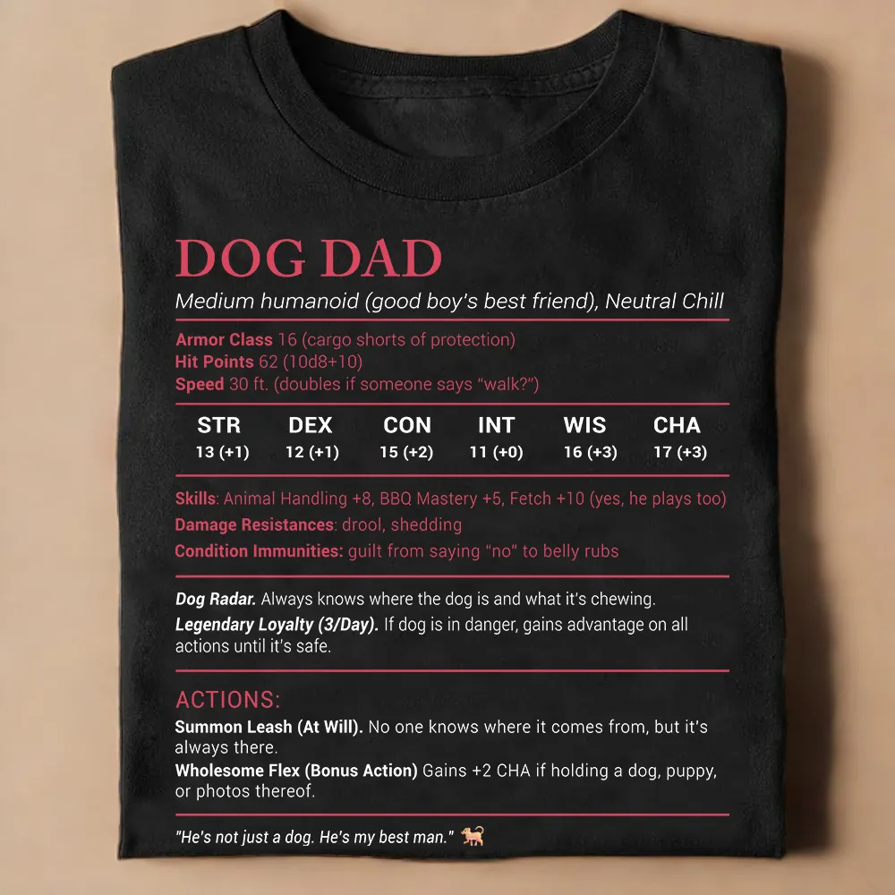 Dog Dad Stats Classic Unisex T-Shirt - 1