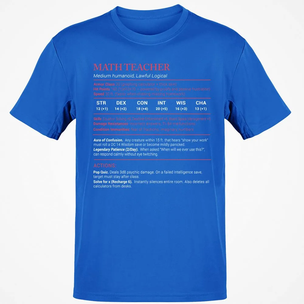 Math Teacher Stats Classic Unisex T-Shirt - Royal - 11