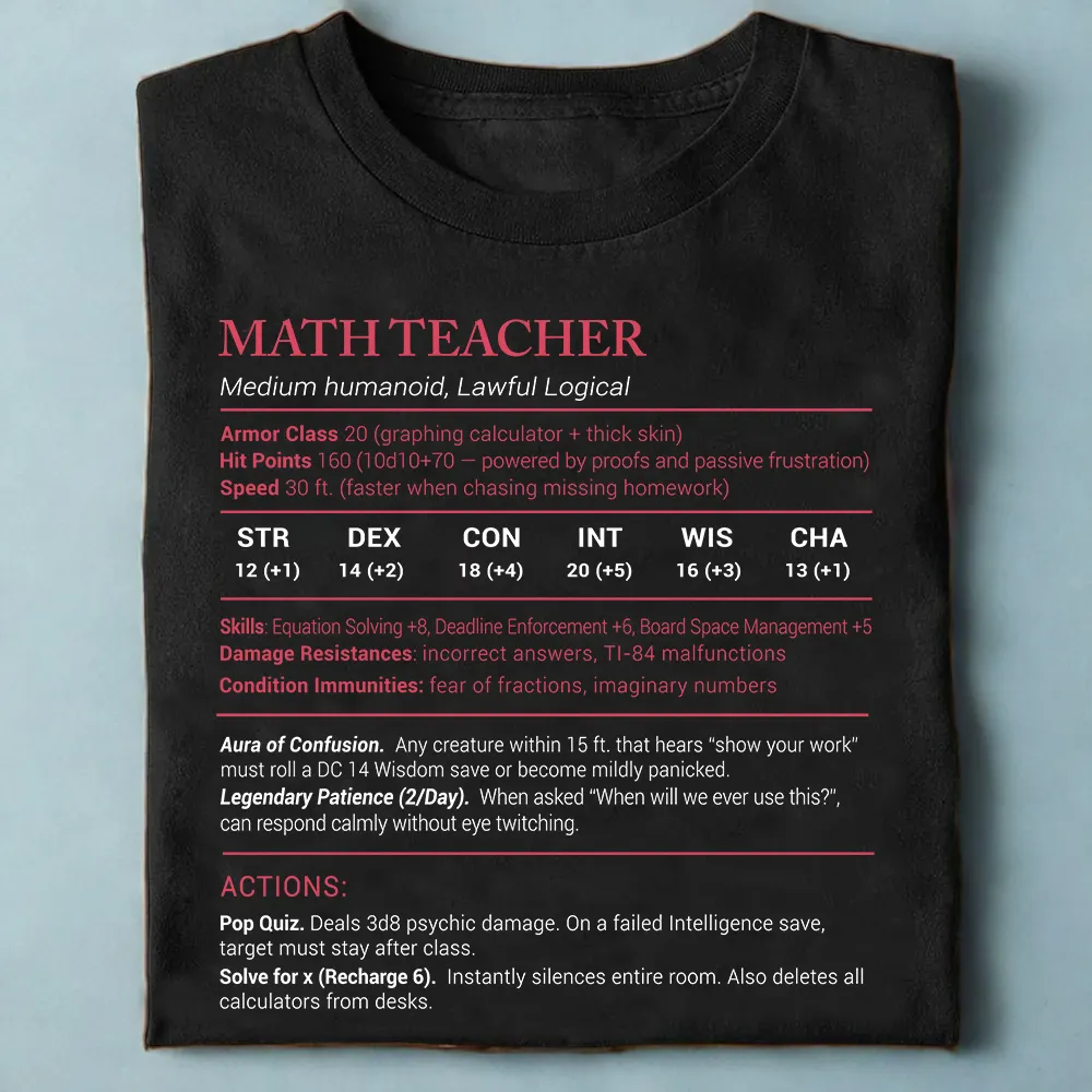 Math Teacher Stats Classic Unisex T-Shirt - 1