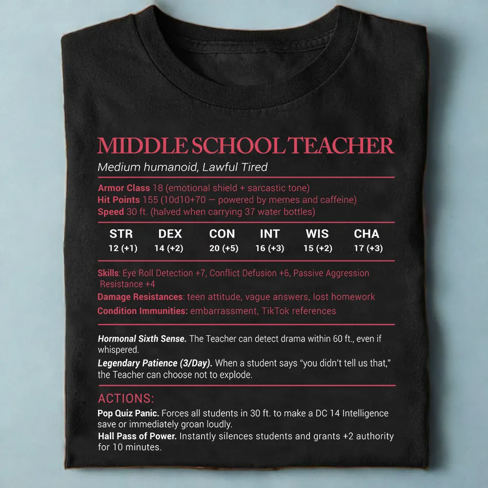 Middle School Teacher Stats Classic Unisex T-Shirt - 1