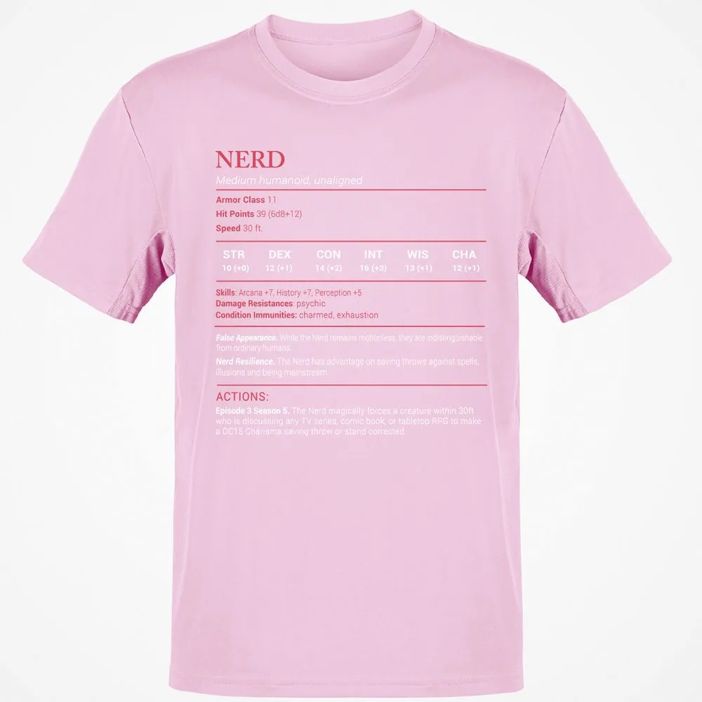 Nerd Stats Classic Unisex T-Shirt - Light Pink - 5