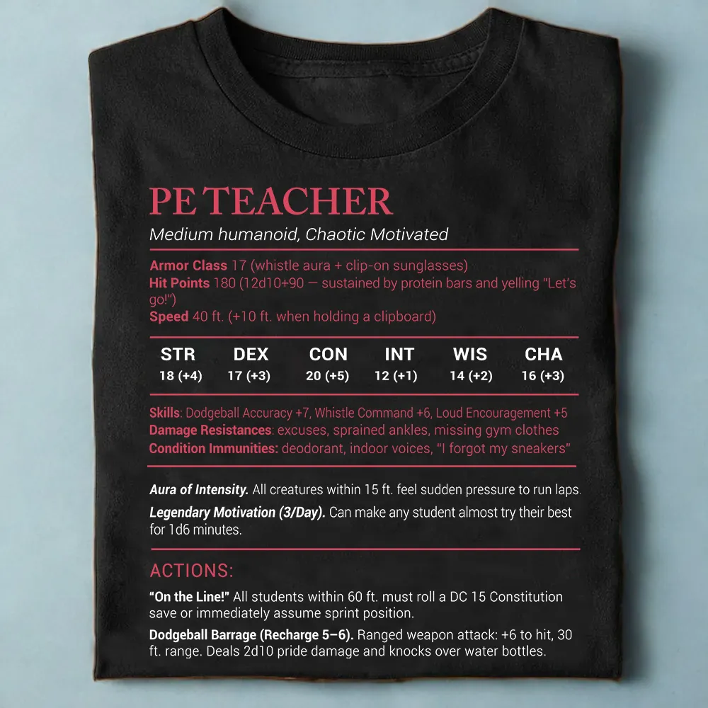 PE Teacher Stats Classic Unisex T-Shirt - 1