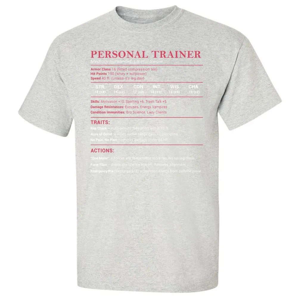 Personal Trainer PT Stats Classic Unisex T-Shirt - Ash - 2
