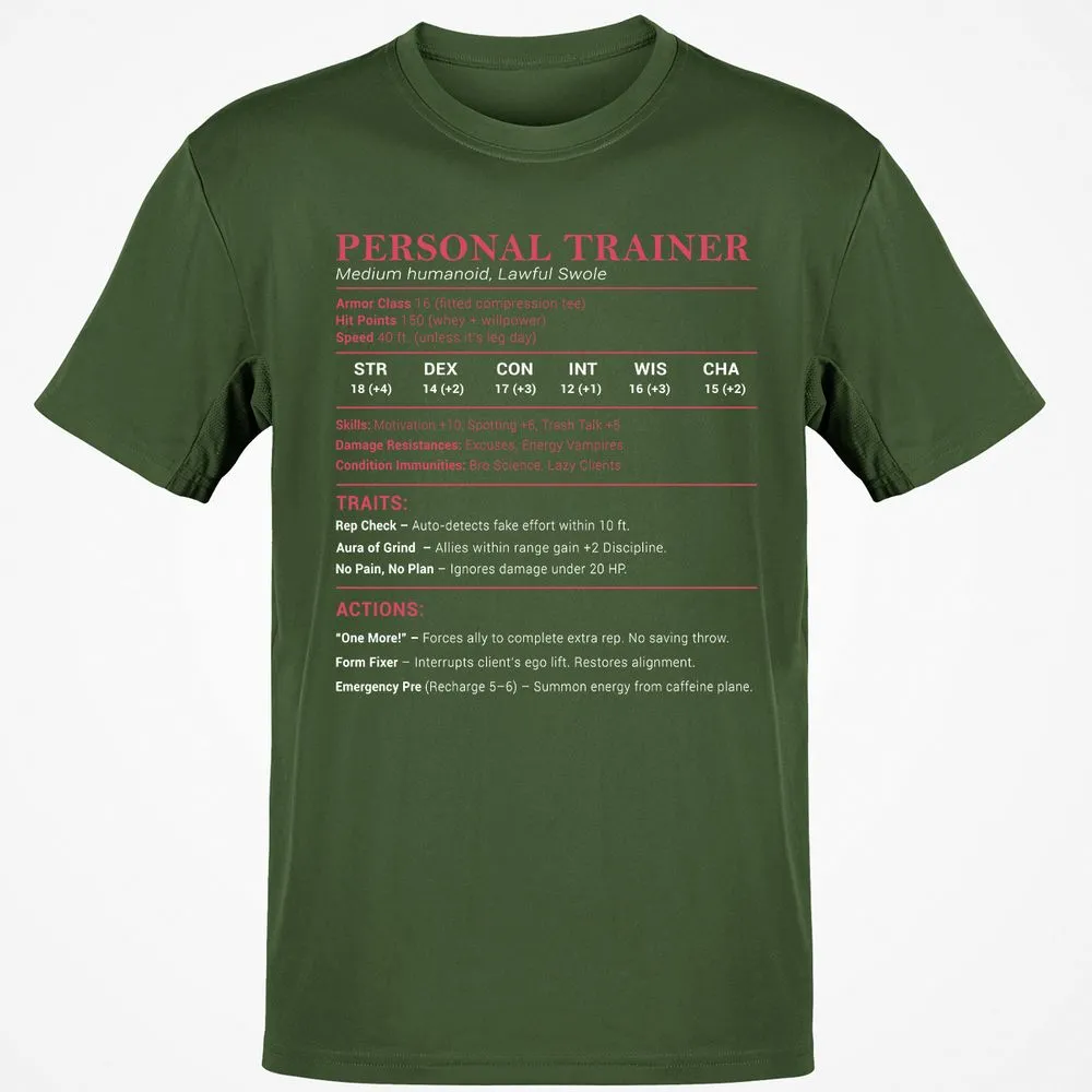 Personal Trainer PT Stats Classic Unisex T-Shirt - Military Green - 6
