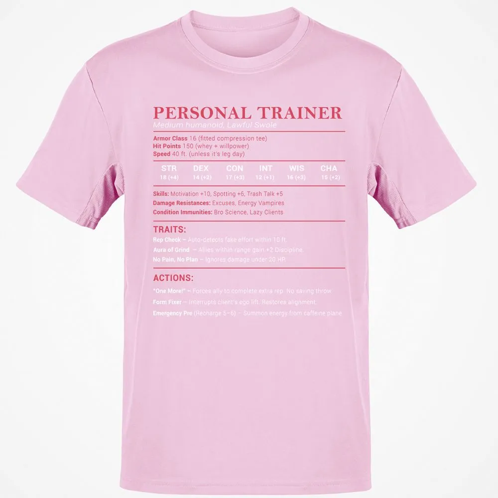 Personal Trainer PT Stats Classic Unisex T-Shirt - Light Pink - 5