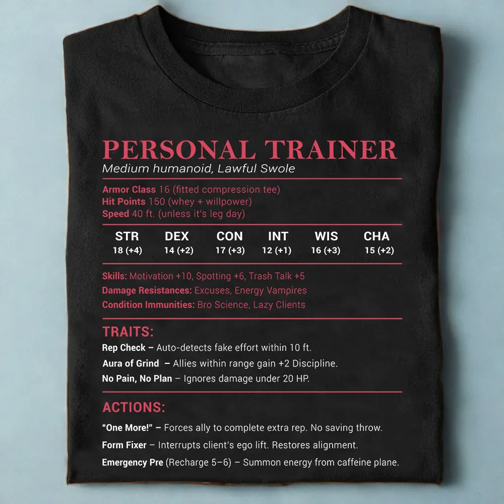 Personal Trainer PT Stats Classic Unisex T-Shirt - 1