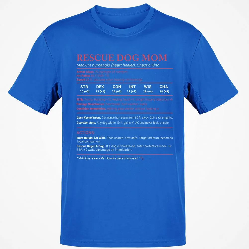 Rescue Dog Mom Stats Classic Unisex T-Shirt - Royal - 11