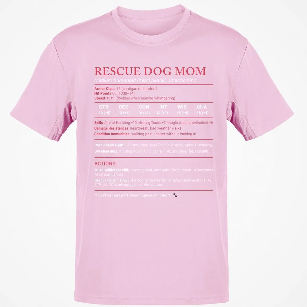 Rescue Dog Mom Stats Classic Unisex T-Shirt - Light Pink - 5